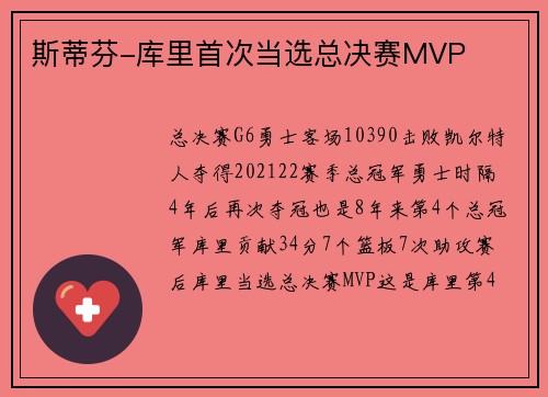 斯蒂芬-库里首次当选总决赛MVP